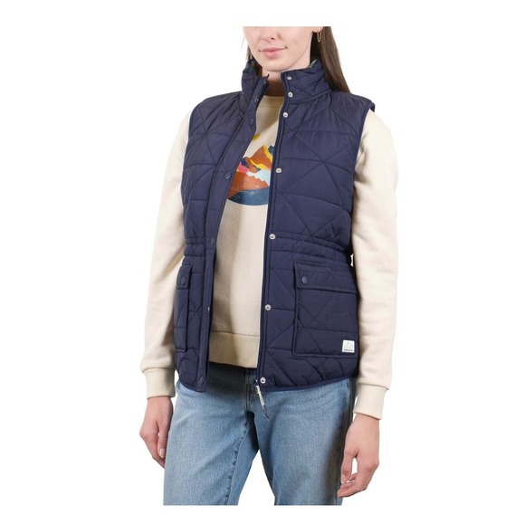 New Mountain and Isles Quilted Vest Puffer Lightweight Snap Button Navy XS - Picture 4 of 11